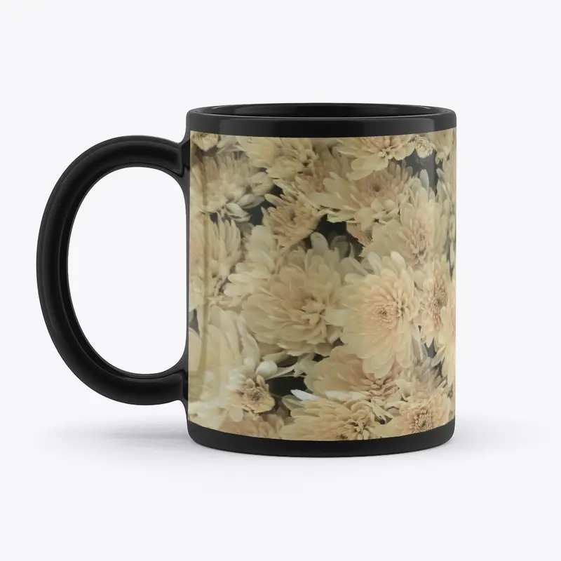 Chrysanthemum Black Mug